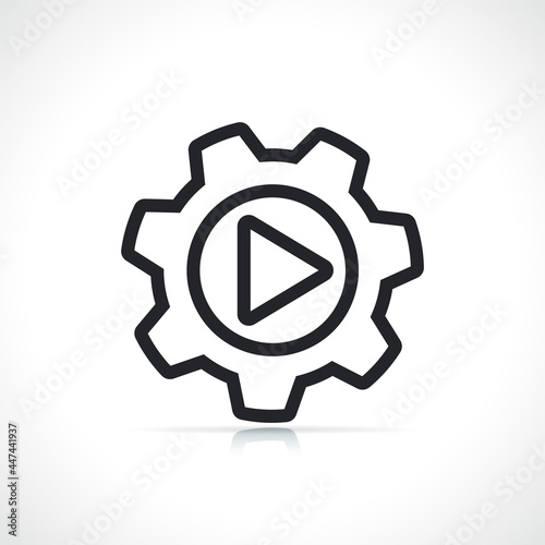 gear and play sign icon