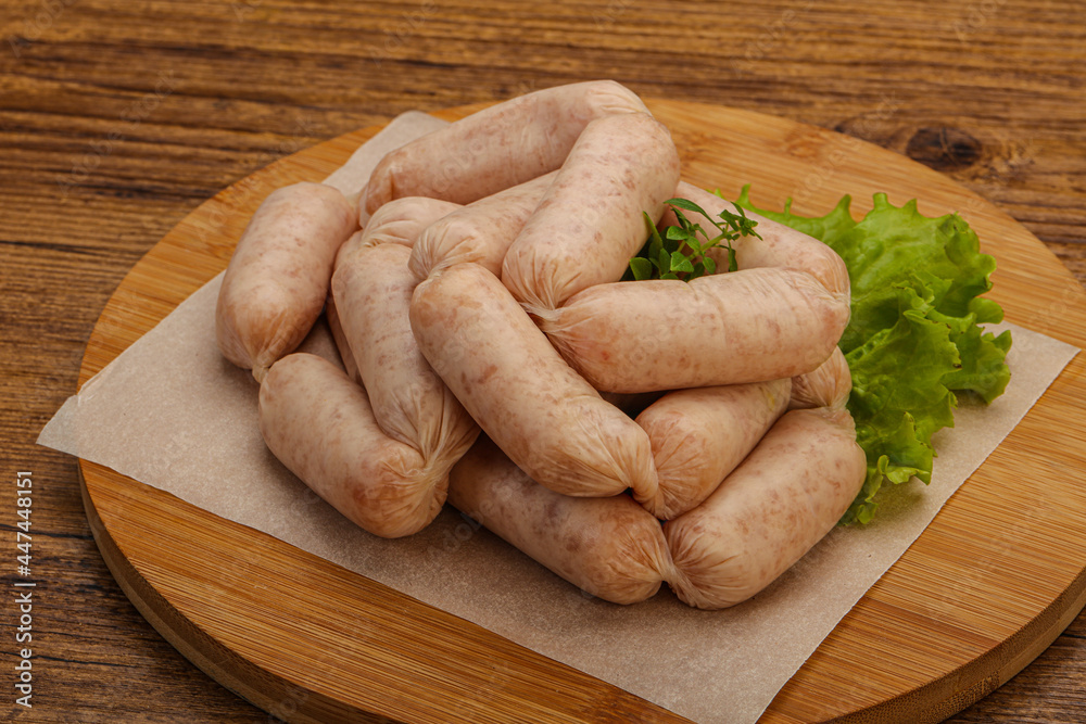 Raw natural chicken baby sausages Raw natural chicken baby sausages