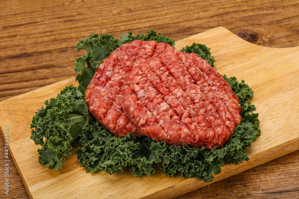 Raw beef burger cutlet for cooking Raw beef burger cutlet for cooking