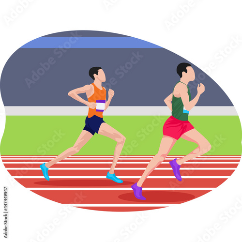 Male running race beautiful illustration.