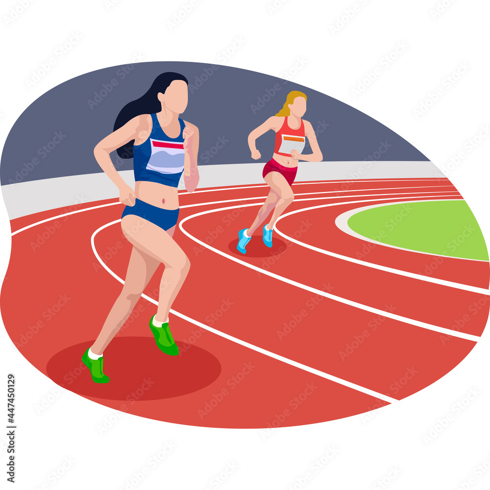 Female runner running in race beautiful illustration.