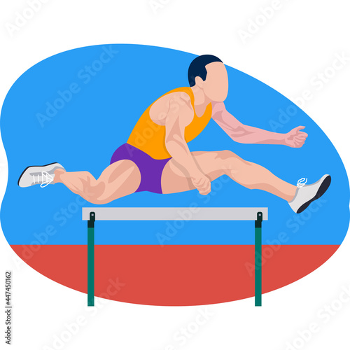 Male running in hurdles race beautiful illustration.