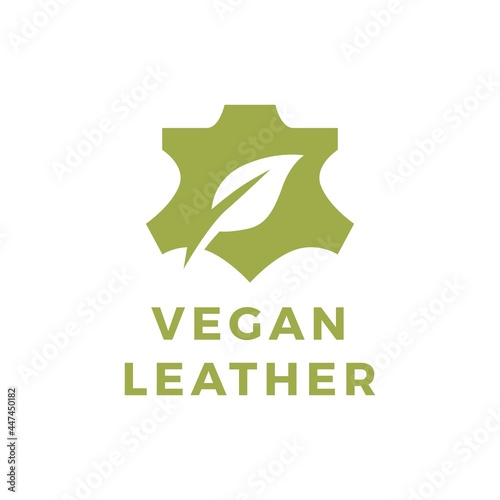 vegan leather leaf natural logo vector icon illustration