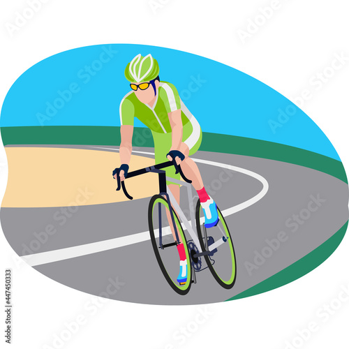 Male bicyclist ride beautiful illustration.
