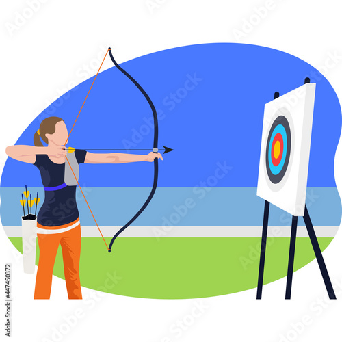 Female archery player beautiful illustration.