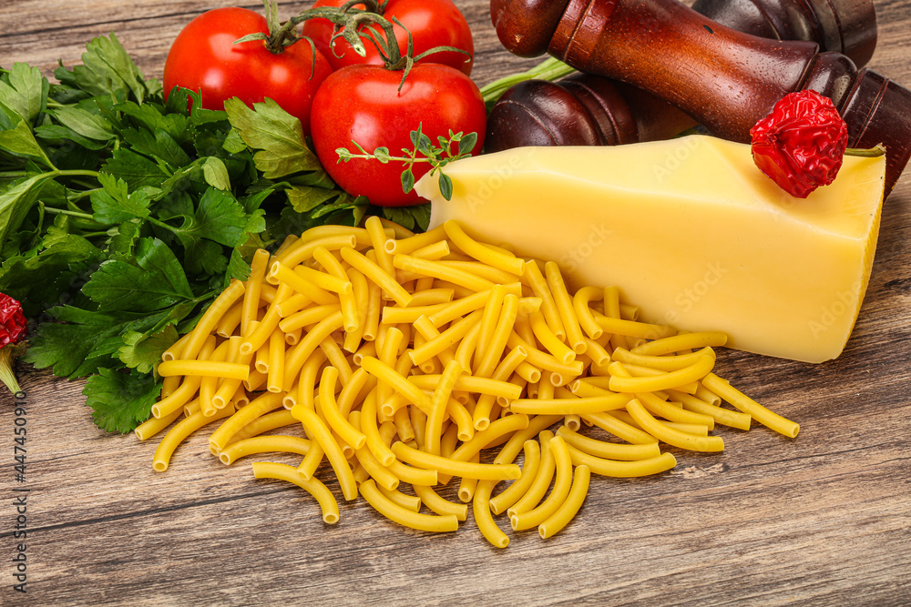 Italian pasta raw Maccheroni for cooking