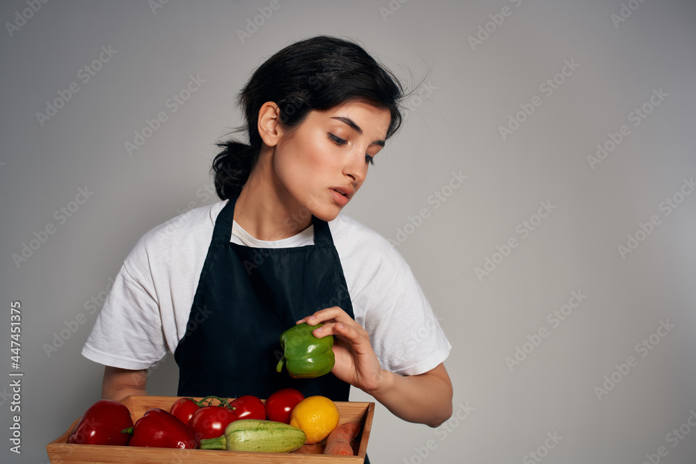 housewife with vegetables cooking health vitamins