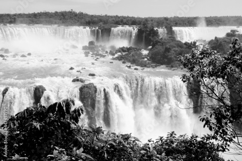 Iguazu Falls. Black and white Brazil.