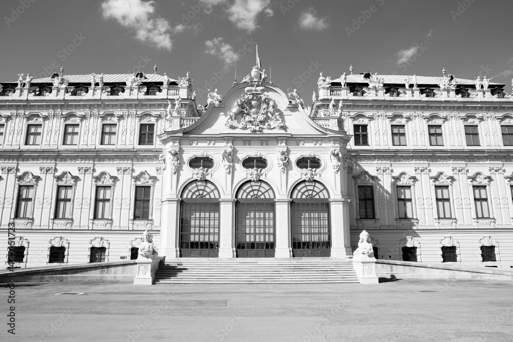 Vienna - Belvedere. Austria black and white.