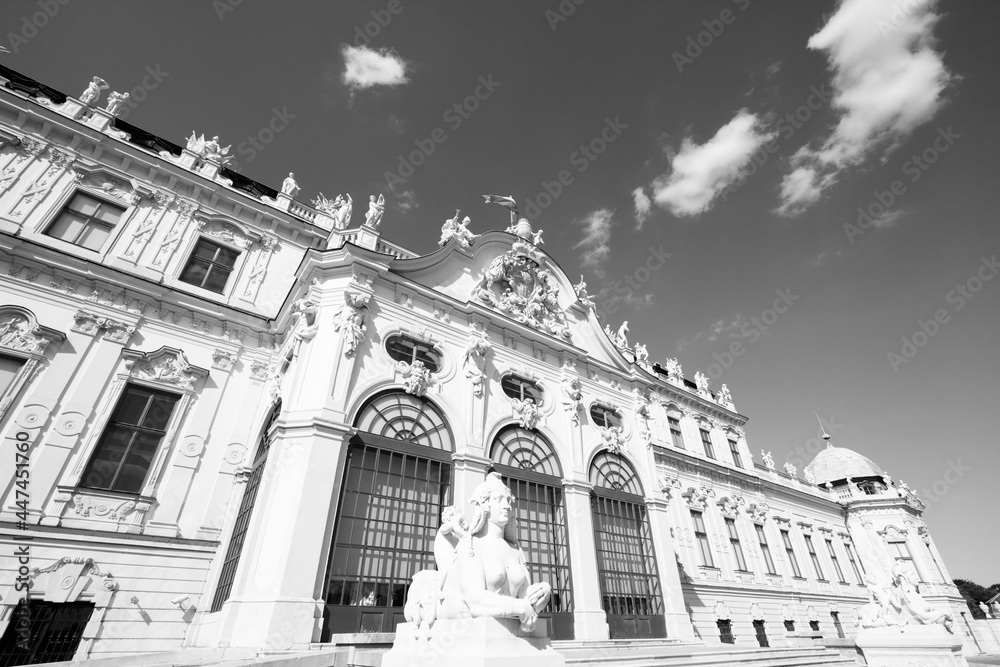 Vienna palace. Austria black and white.