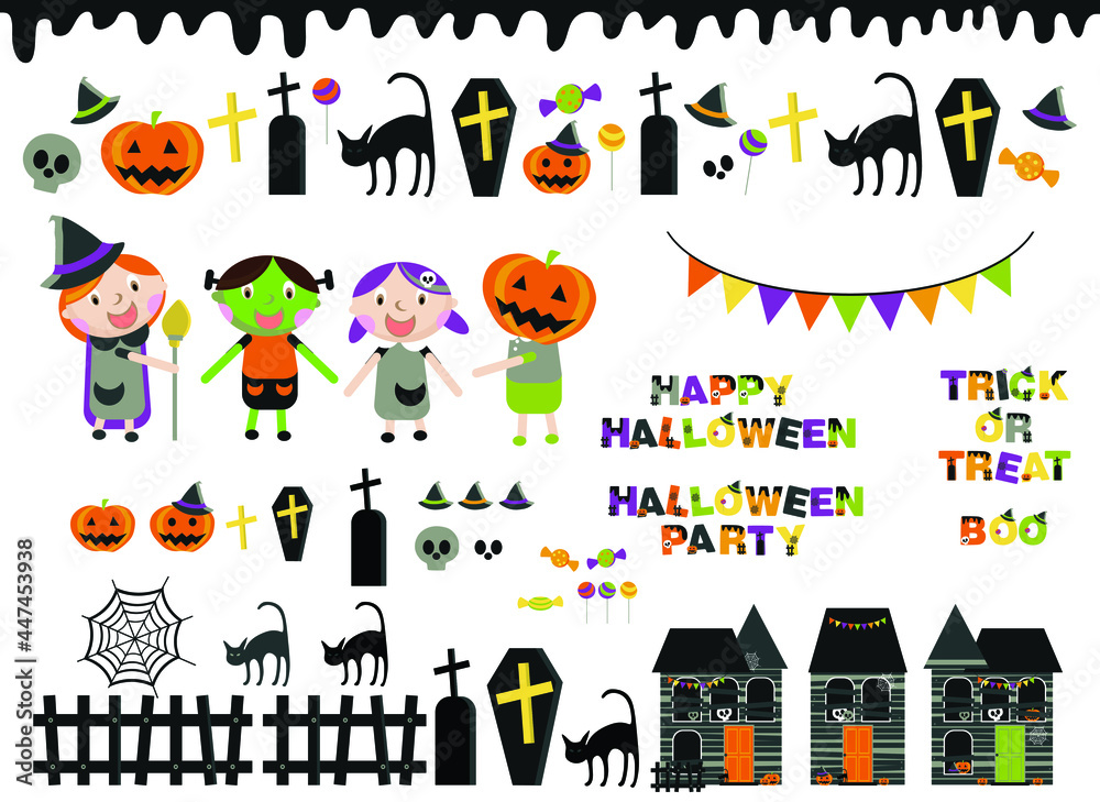 set of halloween elements, vector illustration set of halloween elements, vector illustration
