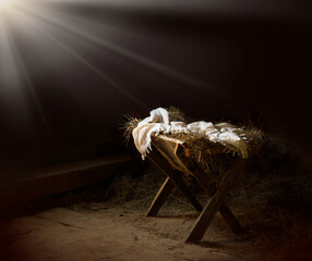 Manger in the stable with the linen