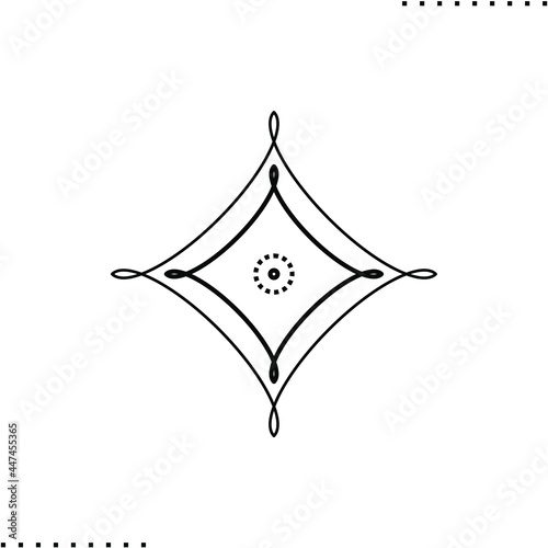 diamond-shaped decorative element, ornament element, vector icon in outline