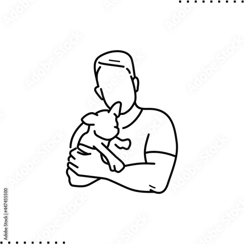 Photo homosexual man with a dog, a pet vector icon in outline