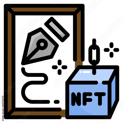 non fungible token and digital artwork icon.