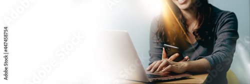 Wallpaper Mural people using smartphone,computer working with happy. Torontodigital.ca