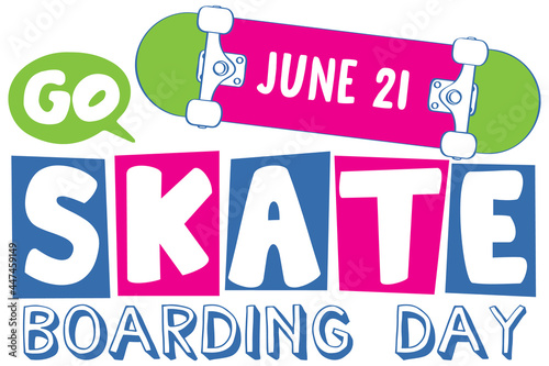 Go Skateboarding Day font in cartoon style banner