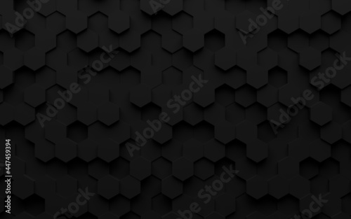Simple black background made from hexagons © spaxiax