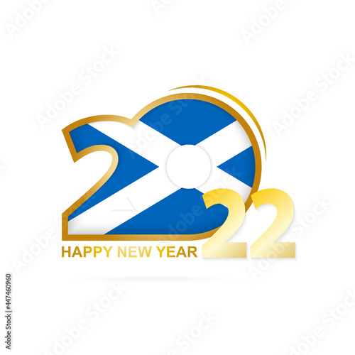 Year 2022 with Scotland Flag pattern. Happy New Year Design. photo