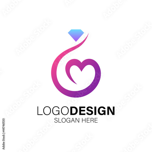 ring for wedding and jewellery logo design