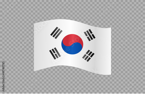 Waving flag of  South Korea isolated  on png or transparent  background,Symbol of  South Korea,template for banner,card,advertising ,promote, TV commercial, ads, web, vector illustration