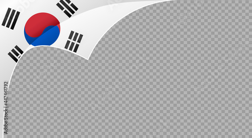 Curled corner South Korea  flag isolated  on png or transparent  background,Symbols of  Seoul  South Korea   template for banner,card,advertising ,promote,ads, web design, magazine, news paper, vector