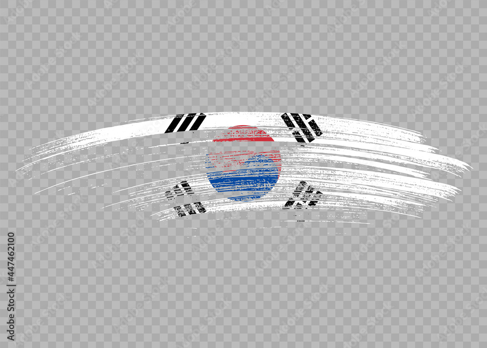 South Korea flag with brush paint textured isolated on png or