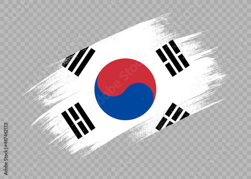 South Korea flag with brush paint textured isolated  on png or transparent  background,Symbol of South Korea, template for banner,card,advertising ,promote,ads, web design, magazine,vector