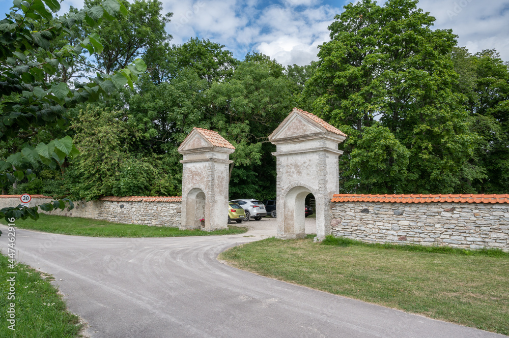 stone fence and gate