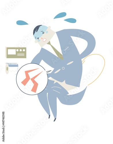 トイレで考える排泄にまつわる心配ごと　イラスト素材					
