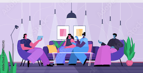 female doctor in mask vaccinating businesspeople patients fight against coronavirus vaccine development concept