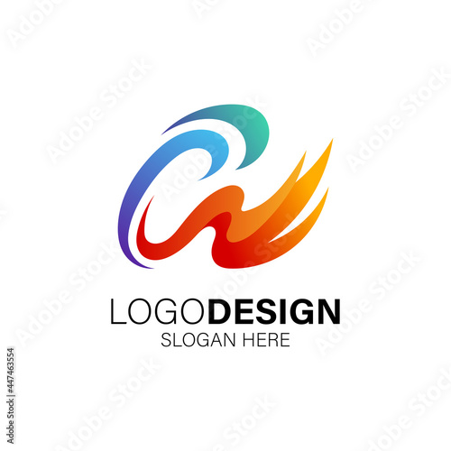 playful fire and ice for refrigeration and air conditioning logo design