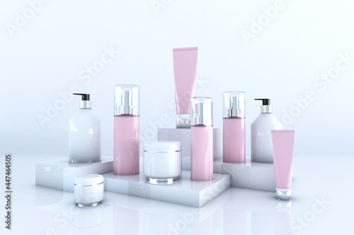 Cosmetics on White Background. 3D illustration, 3D rendering 