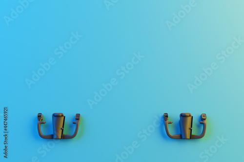 Blue background with yoke handles. Airline or flight school concept. 3d rendering photo