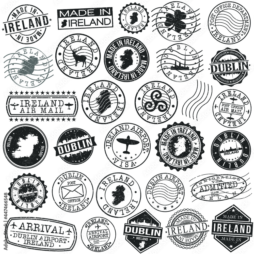 Fototapeta premium Dublin Ireland Stamp. Vector Art Postal. Passport Travel Design. Travel and Business Set.
