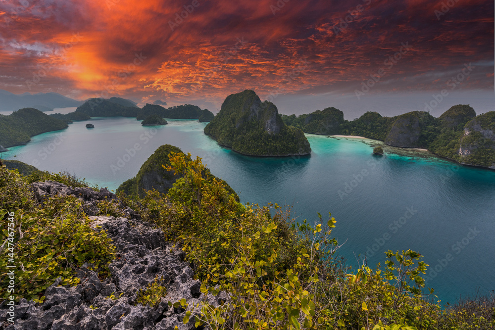 Indonesia superb sunset in Papua Raja-Ampat-Papua