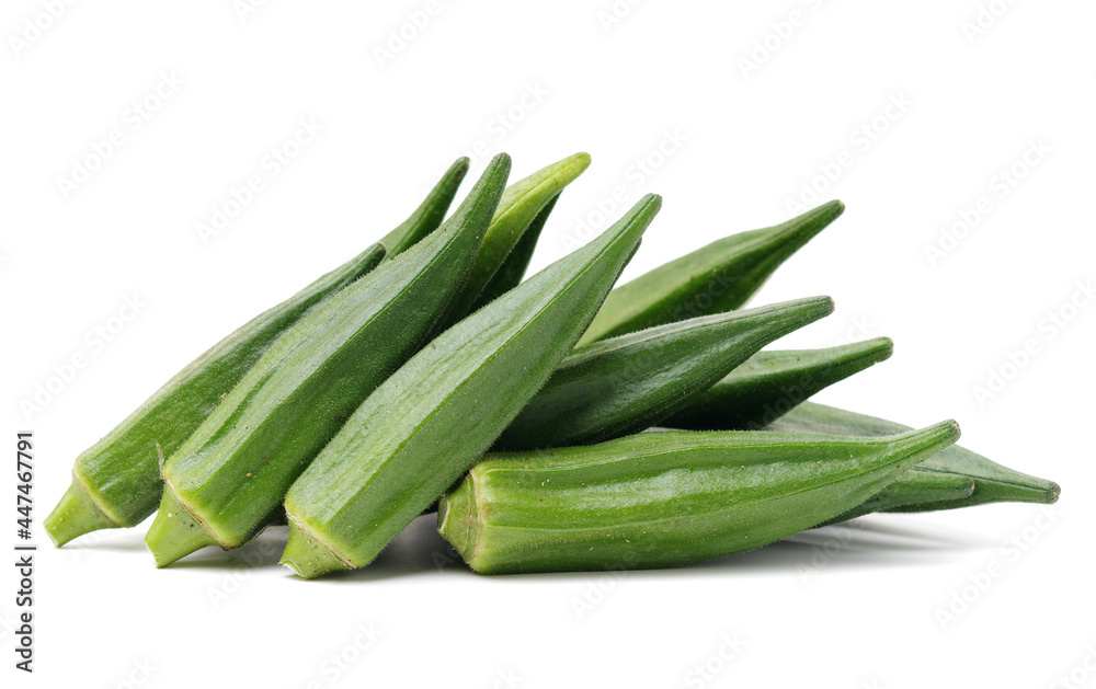Fresh young okra isolated on white background Fresh young okra isolated on white background