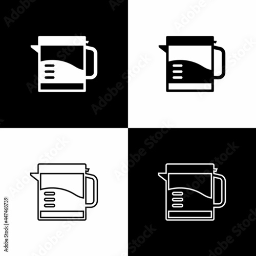 Set Electric kettle icon isolated on black and white background. Teapot icon. Vector
