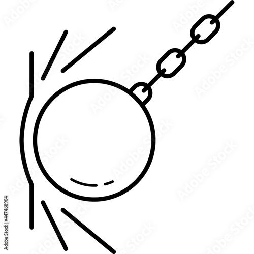 A wrecking ball crashing into a wall
