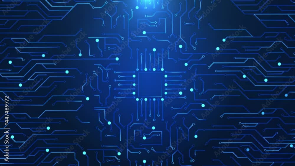 4K Circuit technology Loop background with hi-tech digital data ...
