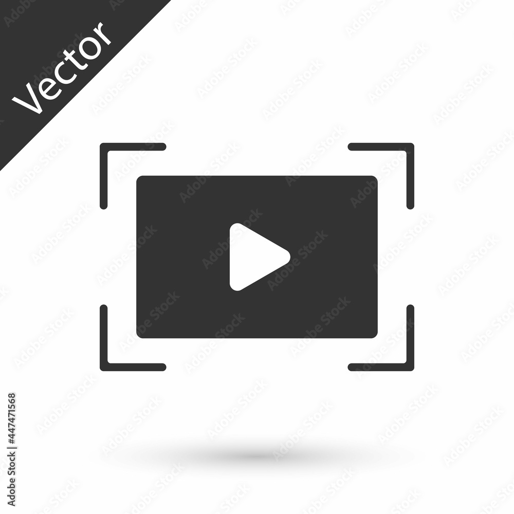 Grey Online play video icon isolated on white background. Film strip with play sign. Vector Grey Online play video icon isolated on white background. Film strip with play sign. Vector