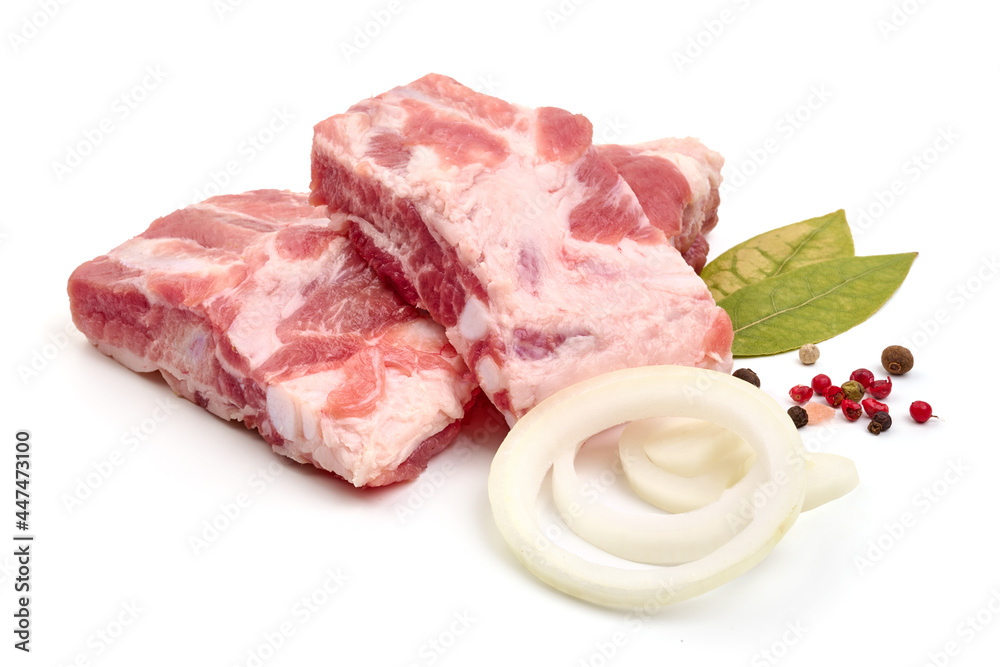 Raw pork belly, isolated on white background. High resolution image. Raw pork belly, isolated on white background. High resolution image.