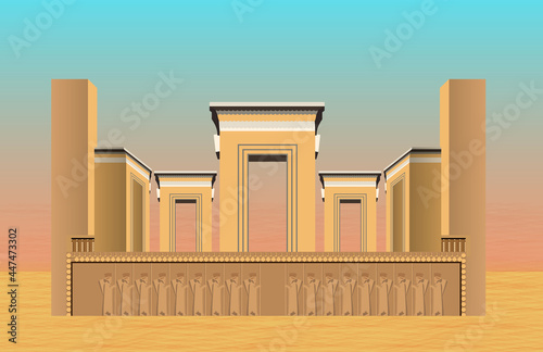 Persepolis, Persian city, Attraction of Shiraz in Iran, Fars Province, vector illustration