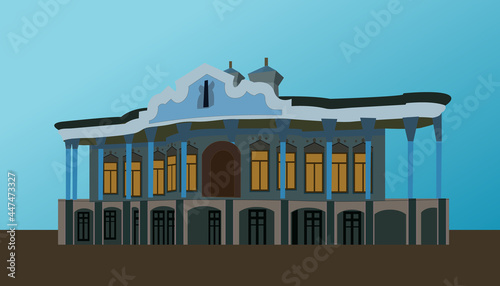 Attractions in Shiraz in Iran, Fars Province, vector illustration