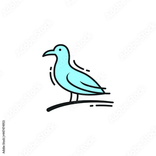 Simple blue bird logo design template on white background.