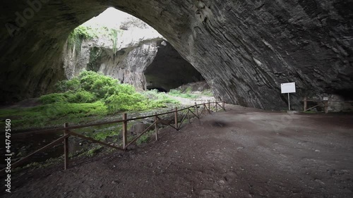 Panoramic view inside the Devetashka Cave near Devetaki village and Osam river in Bulgaria photo