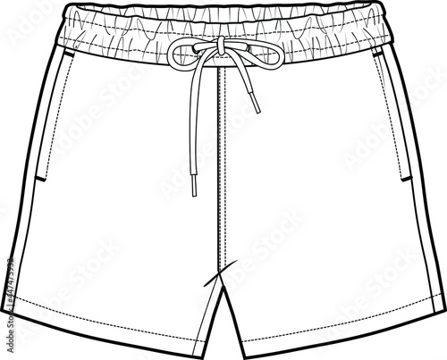 Technical Sketch Sport Shorts Pants Design Template Stock Illustration   Download Image Now  iStock