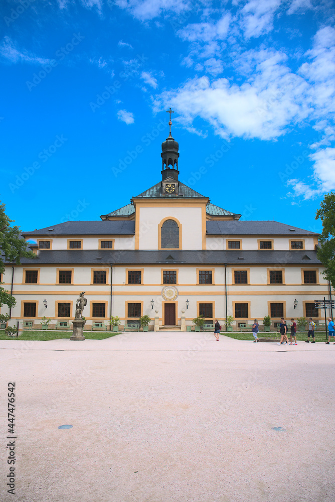 KuksCzech Republic - July 18 2021: Hospital Kuks is a popular, baroque style, travel destination in Eastern Bohemia