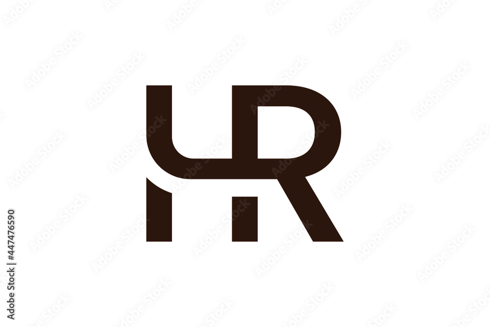 Simple linked letter HR logo design template on white background Simple linked letter HR logo design template on white background
