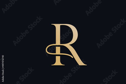 Luxury letter R or RA logo design template